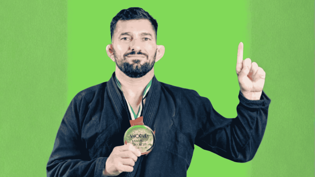 Brazilian BJJ black belt André Luís Siqueira Pinheiro, known as André Motoca, in international jiu-jitsu competition
